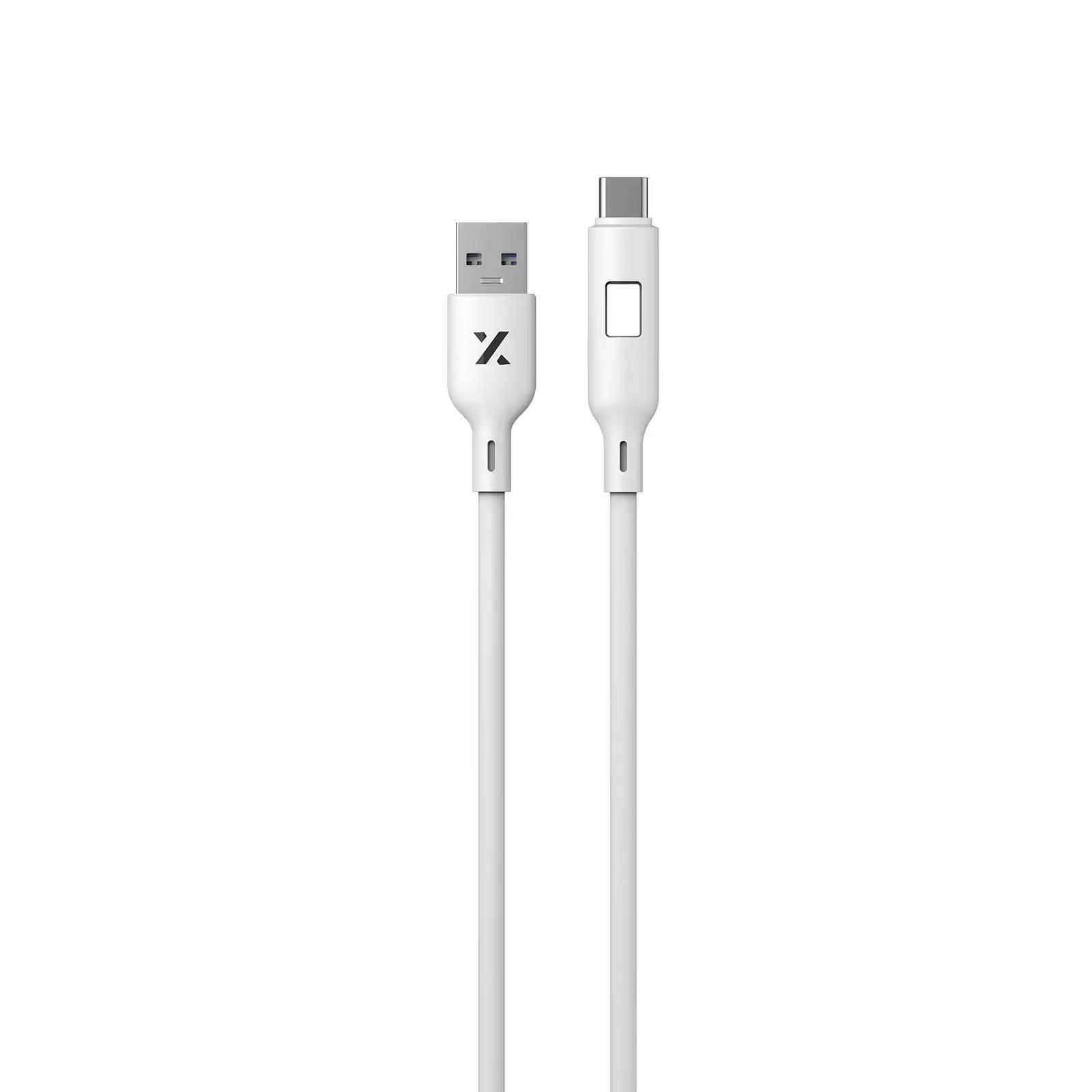 5A Fast Charging Silicone USB‑A to USB‑C Cable with LED Light – Durable 1m Cord (White)